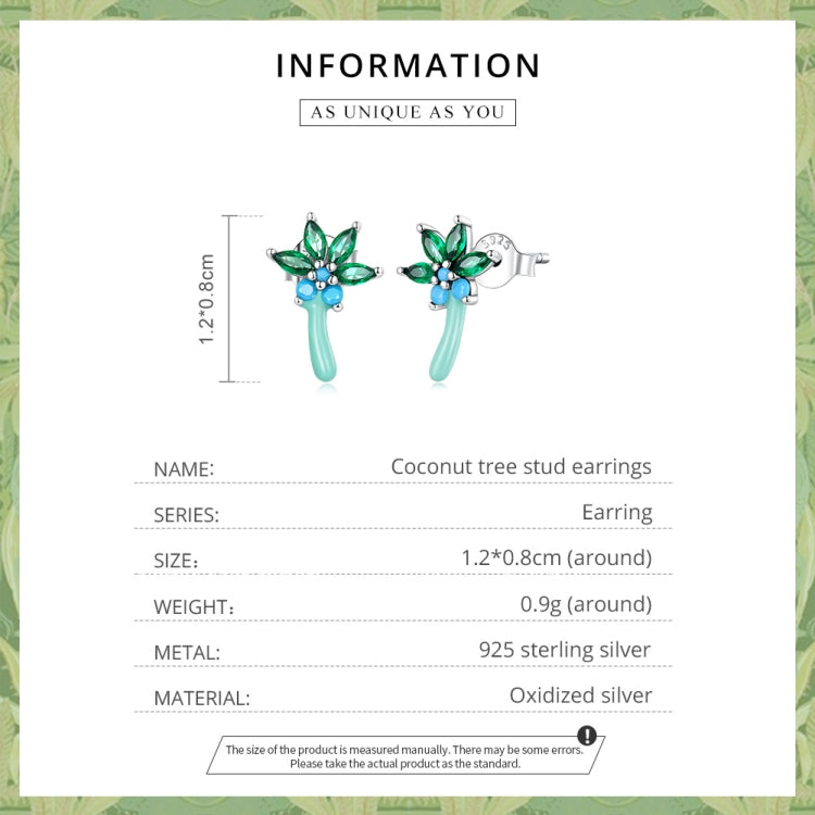 S925 Sterling Silver Coconut Tree Ear Stud Women Earrings