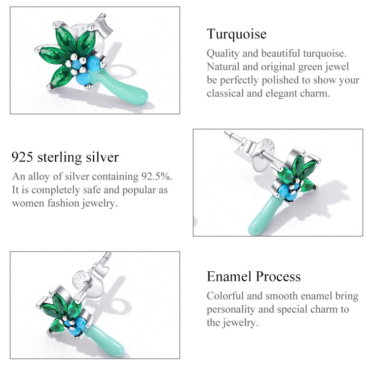 S925 Sterling Silver Coconut Tree Ear Stud Women Earrings