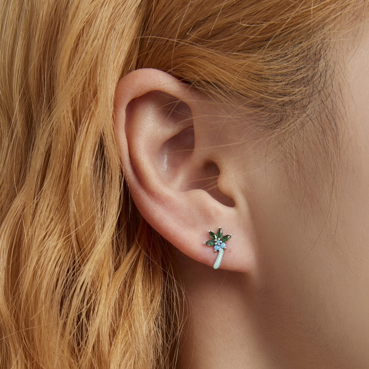 S925 Sterling Silver Coconut Tree Ear Stud Women Earrings