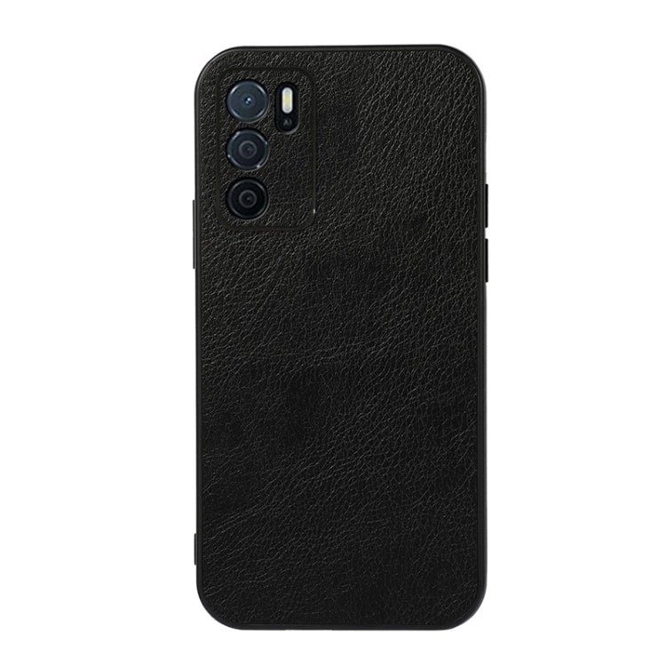 For OPPO A16 Accurate Hole Two-color Litchi Texture PU Phone Case