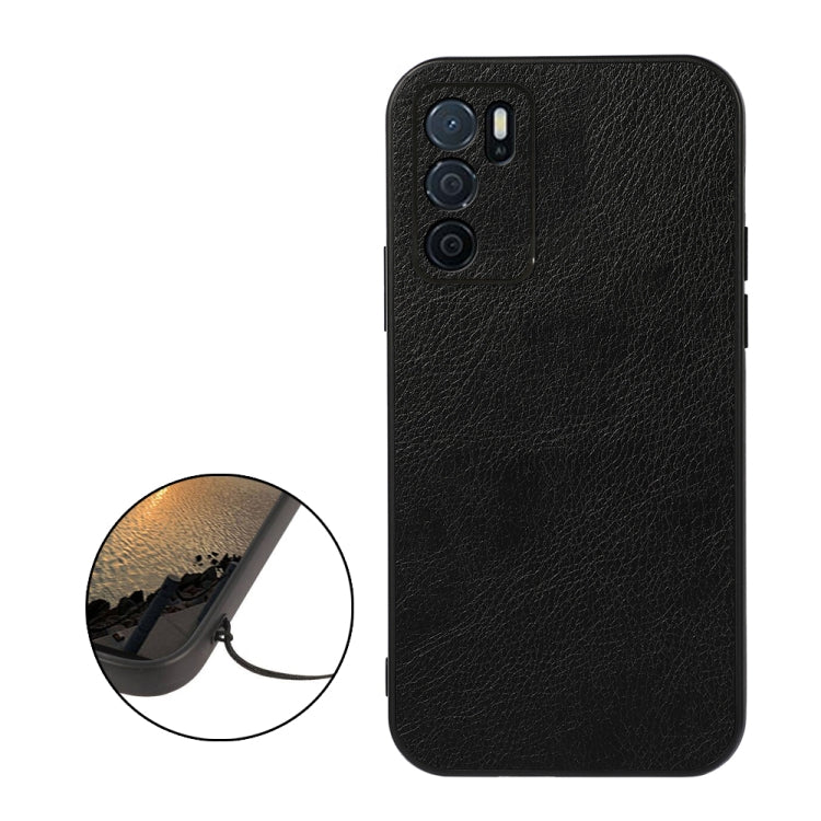 For OPPO A16 Accurate Hole Two-color Litchi Texture PU Phone Case