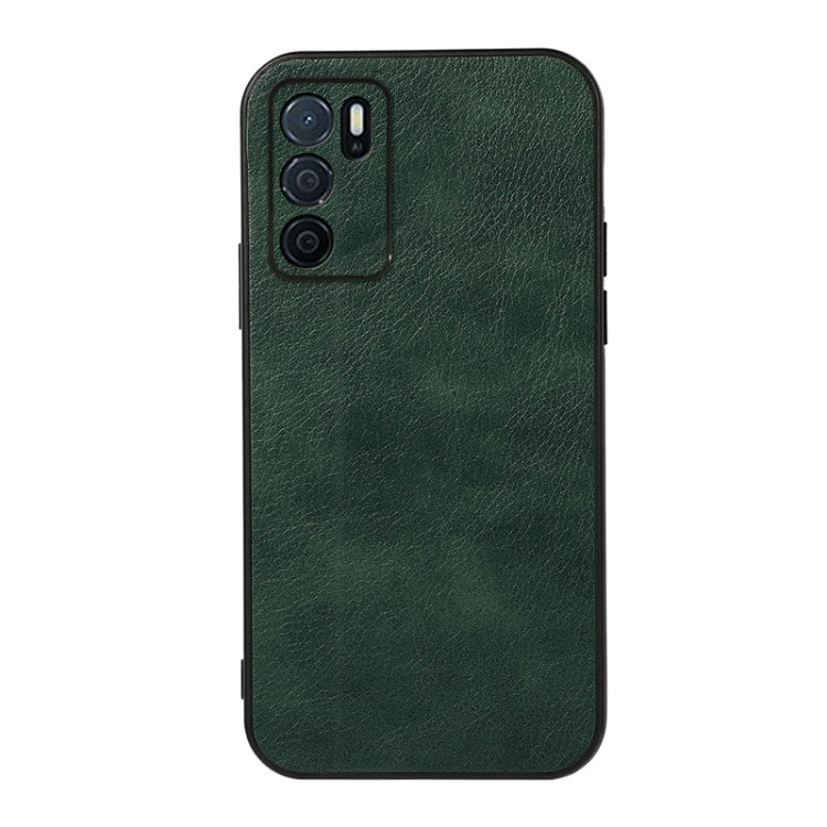 For OPPO A16 Accurate Hole Two-color Litchi Texture PU Phone Case