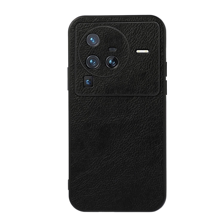 For vivo X80 Pro Accurate Hole Two-color Litchi Texture PU Phone Case