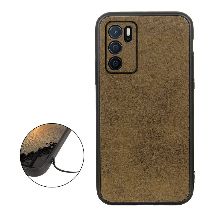 For OPPO A16 Accurate Hole Two-color Calf Texture PU Phone Case