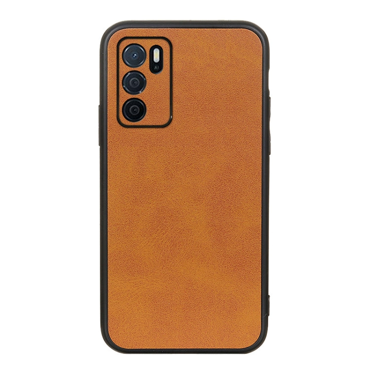 For OPPO A16 Accurate Hole Two-color Calf Texture PU Phone Case