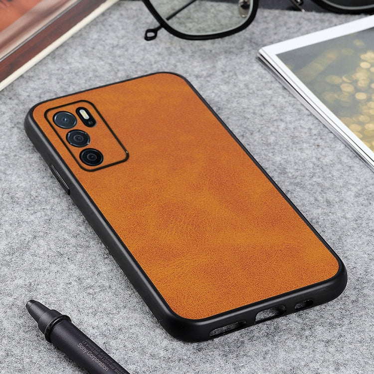 For OPPO A16 Accurate Hole Two-color Calf Texture PU Phone Case