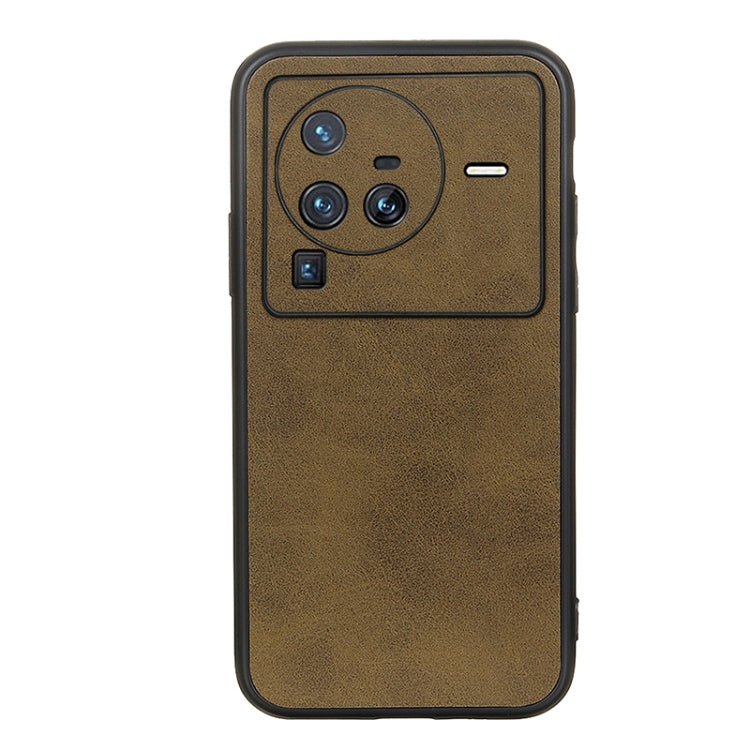 For vivo X80 Pro Accurate Hole Two-color Calf Texture PU Phone Case