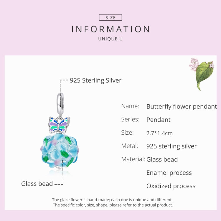 S925 Sterling Silver Butterfly Flower Cluster Pendant DIY Bracelet Necklace Accessories