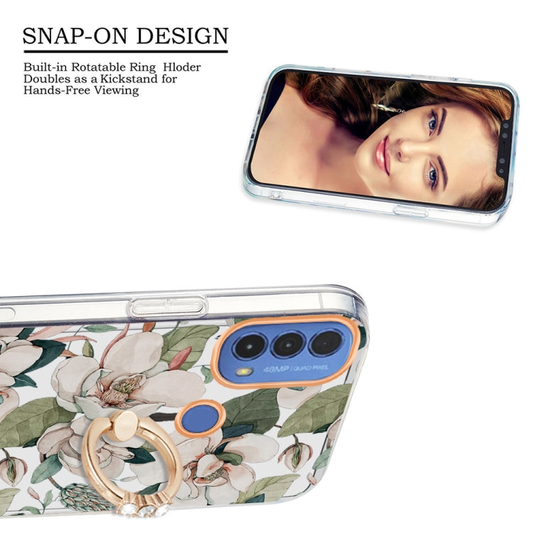 For Motorola Moto E20 / E30 / E40 Ring IMD Flowers TPU Phone Case