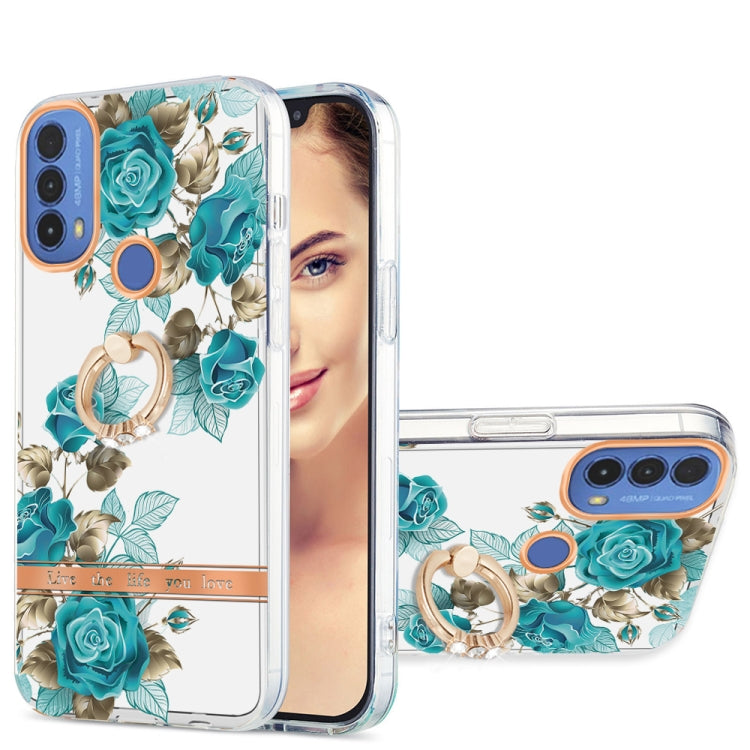 For Motorola Moto E20 / E30 / E40 Ring IMD Flowers TPU Phone Case