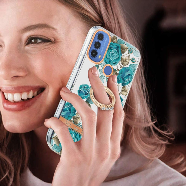 For Motorola Moto E20 / E30 / E40 Ring IMD Flowers TPU Phone Case