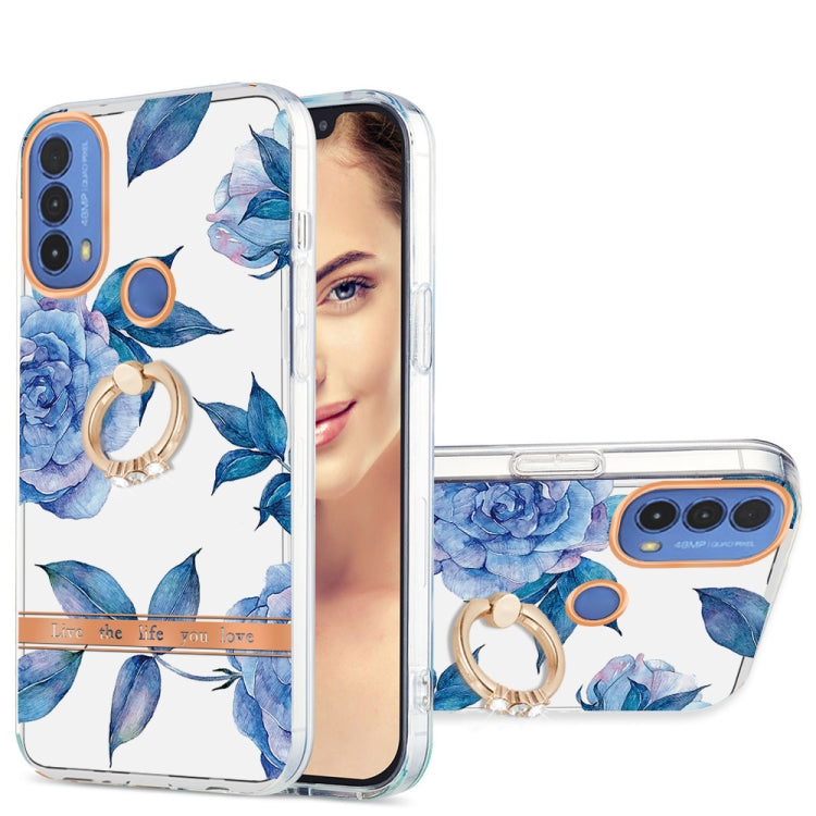 For Motorola Moto E20 / E30 / E40 Ring IMD Flowers TPU Phone Case
