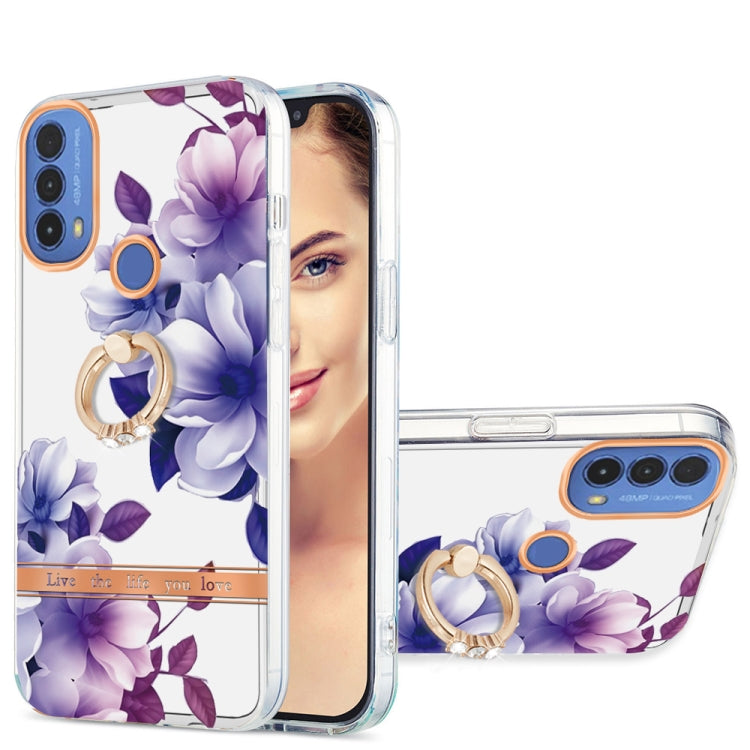 For Motorola Moto E20 / E30 / E40 Ring IMD Flowers TPU Phone Case