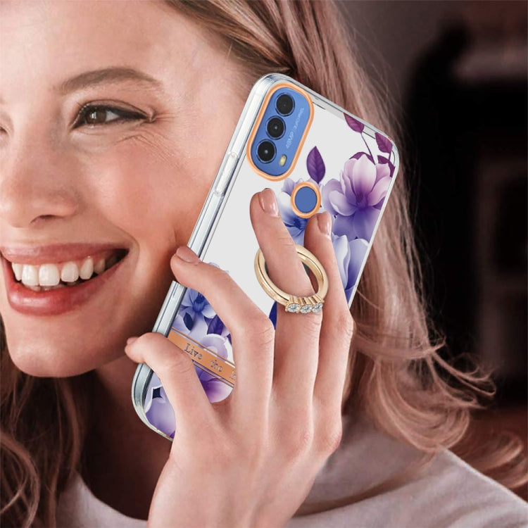 For Motorola Moto E20 / E30 / E40 Ring IMD Flowers TPU Phone Case
