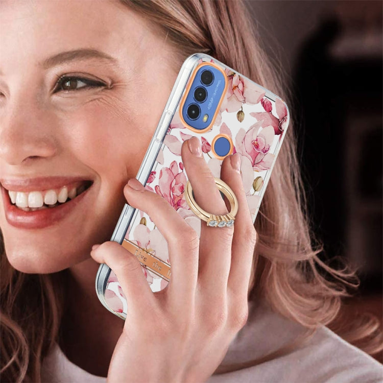 For Motorola Moto E20 / E30 / E40 Ring IMD Flowers TPU Phone Case