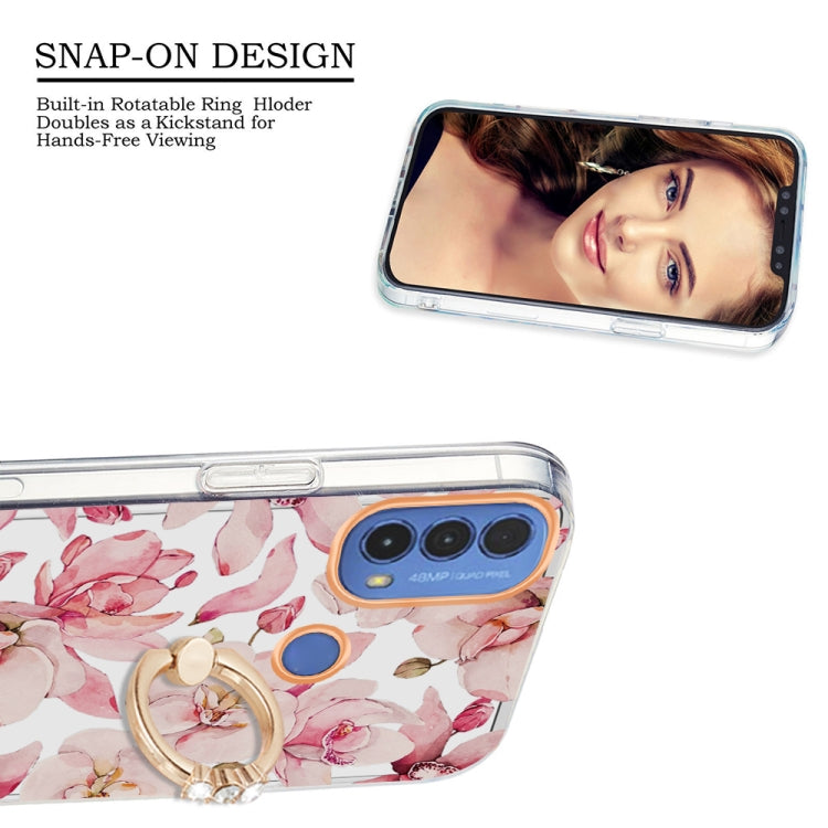 For Motorola Moto E20 / E30 / E40 Ring IMD Flowers TPU Phone Case