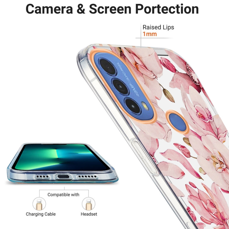 For Motorola Moto E20 / E30 / E40 Ring IMD Flowers TPU Phone Case