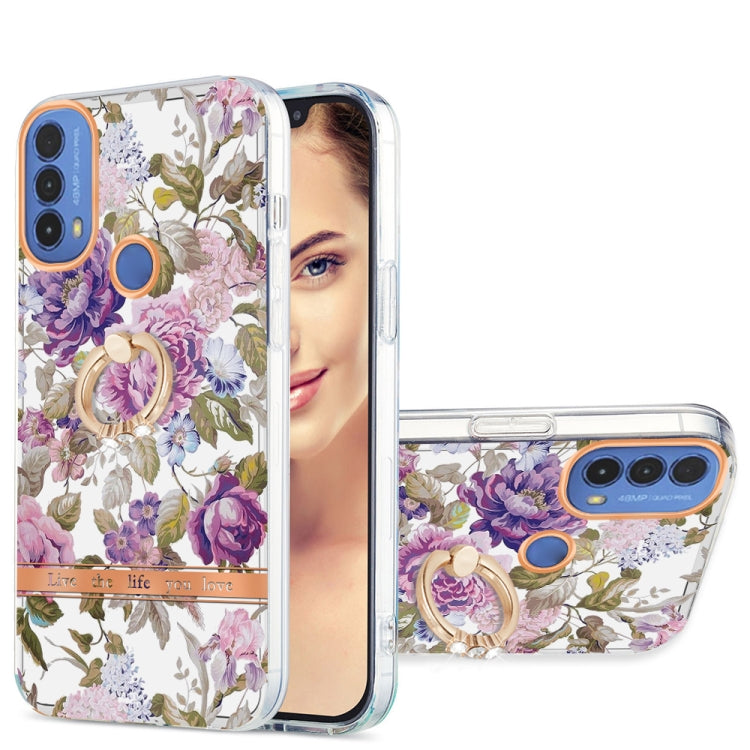 For Motorola Moto E20 / E30 / E40 Ring IMD Flowers TPU Phone Case