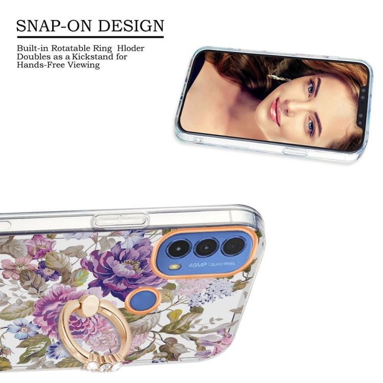 For Motorola Moto E20 / E30 / E40 Ring IMD Flowers TPU Phone Case