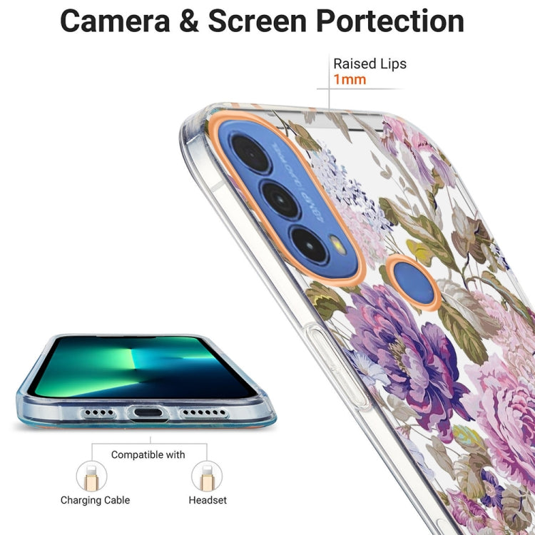 For Motorola Moto E20 / E30 / E40 Ring IMD Flowers TPU Phone Case