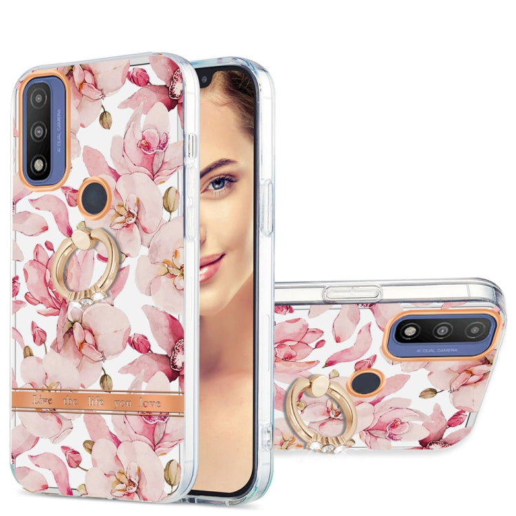 For Motorola Moto G Pure Ring IMD Flowers TPU Phone Case