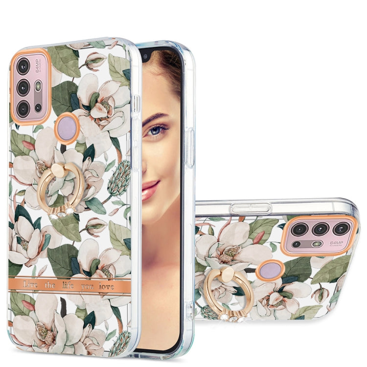 For Motorola Moto G30 / G20 / G10 Ring IMD Flowers TPU Phone Case