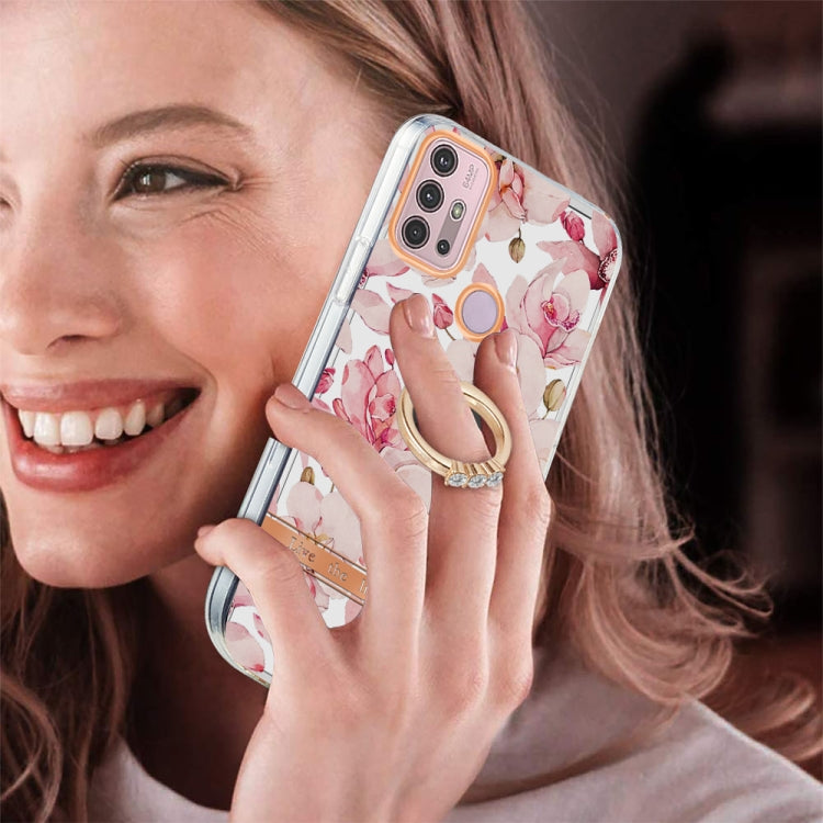 For Motorola Moto G30 / G20 / G10 Ring IMD Flowers TPU Phone Case
