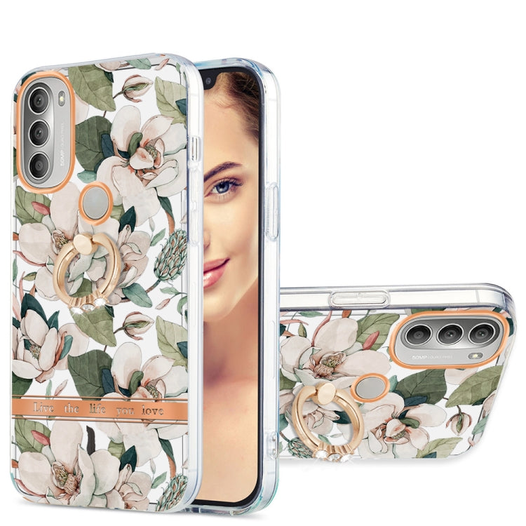 For Motorola Moto G51 5G Ring IMD Flowers TPU Phone Case