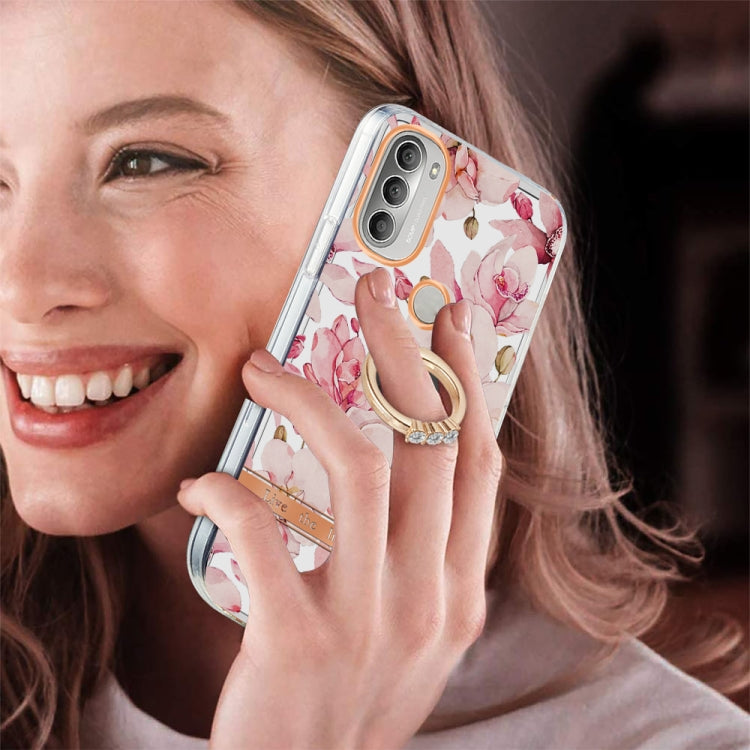 For Motorola Moto G51 5G Ring IMD Flowers TPU Phone Case