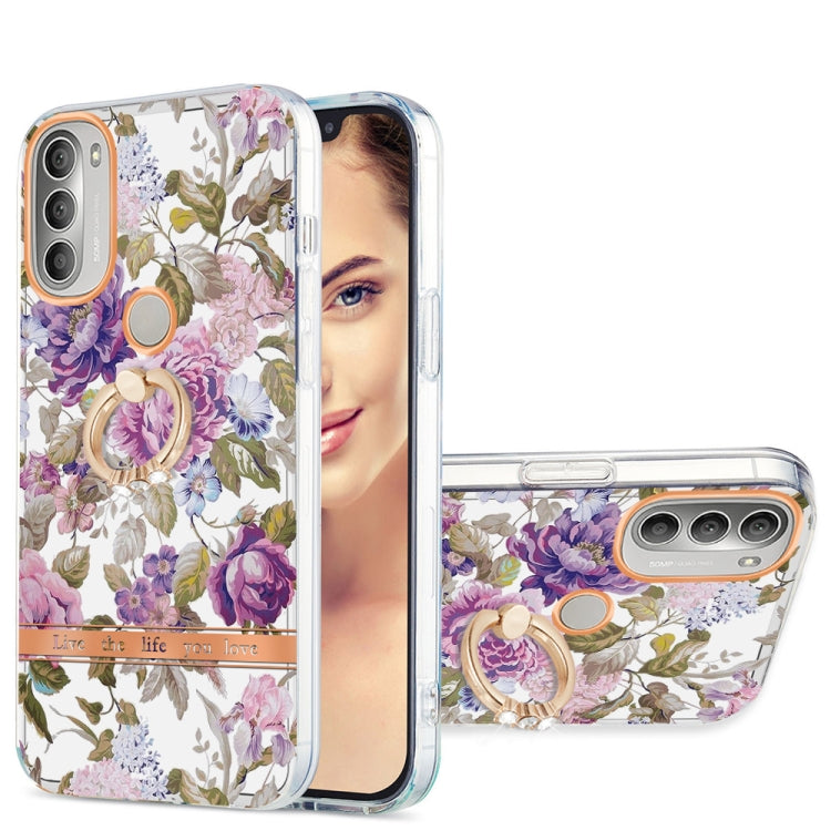 For Motorola Moto G51 5G Ring IMD Flowers TPU Phone Case