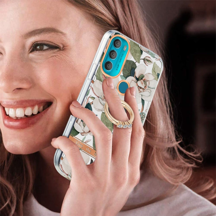 For Motorola Moto G71 5G Ring IMD Flowers TPU Phone Case