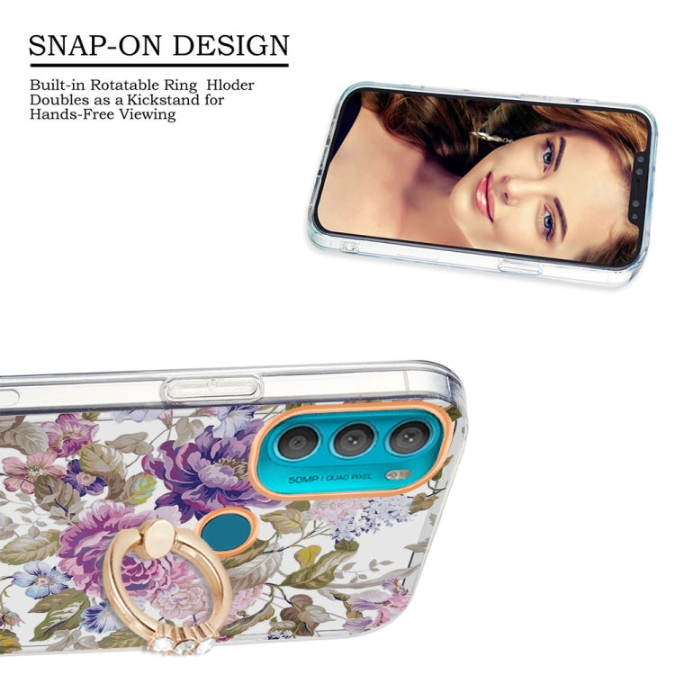 For Motorola Moto G71 5G Ring IMD Flowers TPU Phone Case