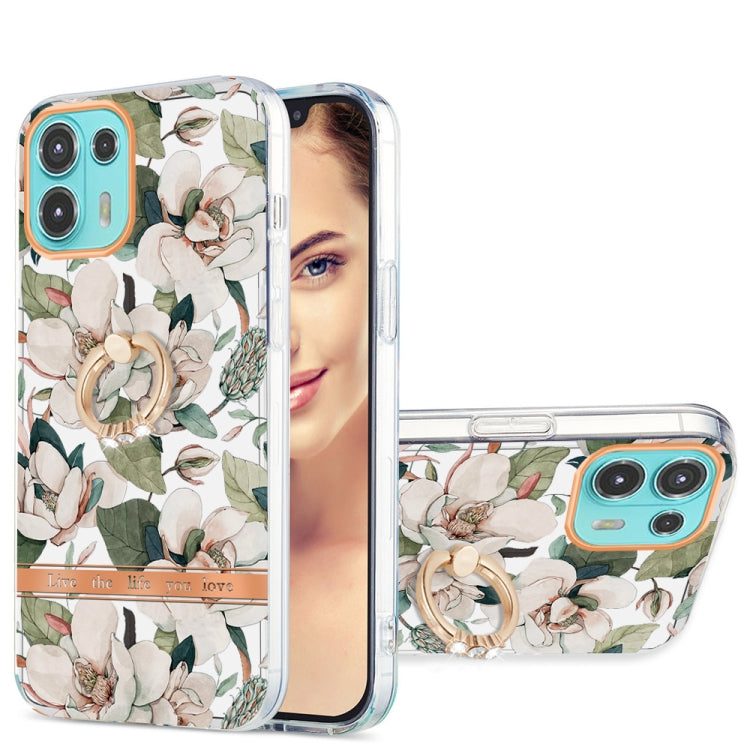 For Motorola Moto Edge 20 Lite Ring IMD Flowers TPU Phone Case