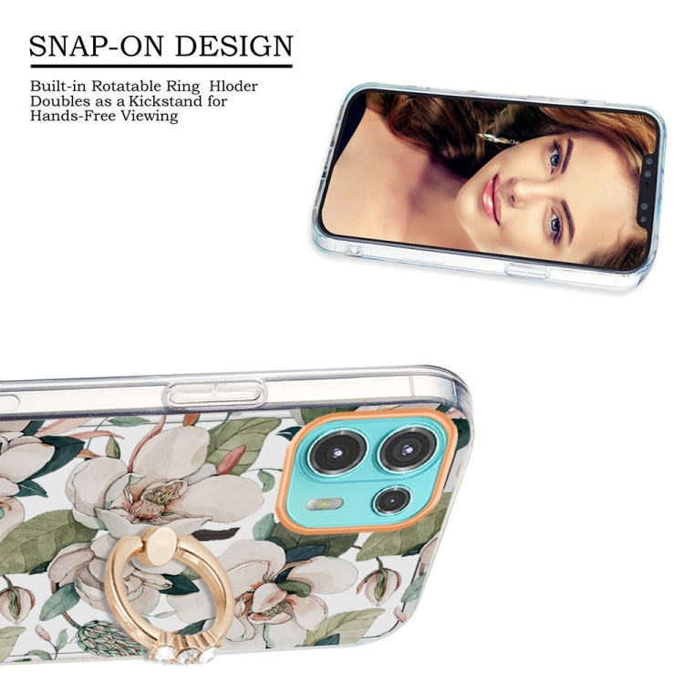 For Motorola Moto Edge 20 Lite Ring IMD Flowers TPU Phone Case
