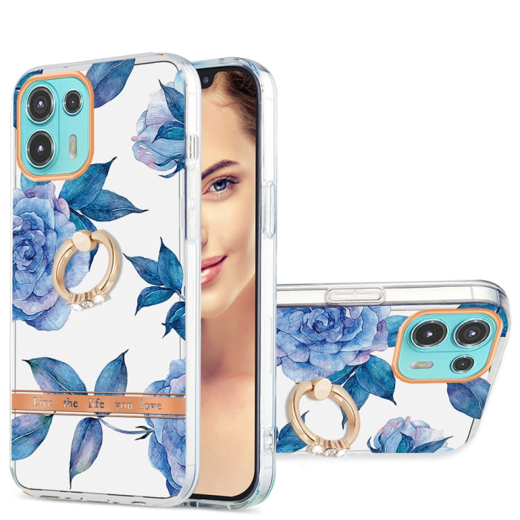 For Motorola Moto Edge 20 Lite Ring IMD Flowers TPU Phone Case