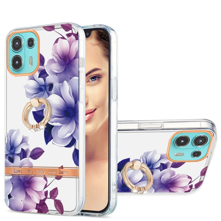 For Motorola Moto Edge 20 Lite Ring IMD Flowers TPU Phone Case
