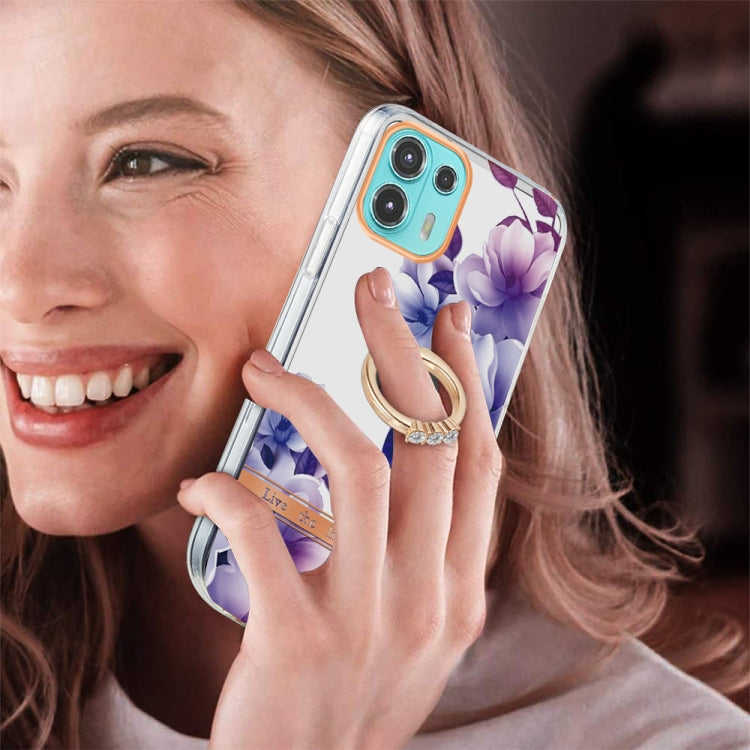 For Motorola Moto Edge 20 Lite Ring IMD Flowers TPU Phone Case