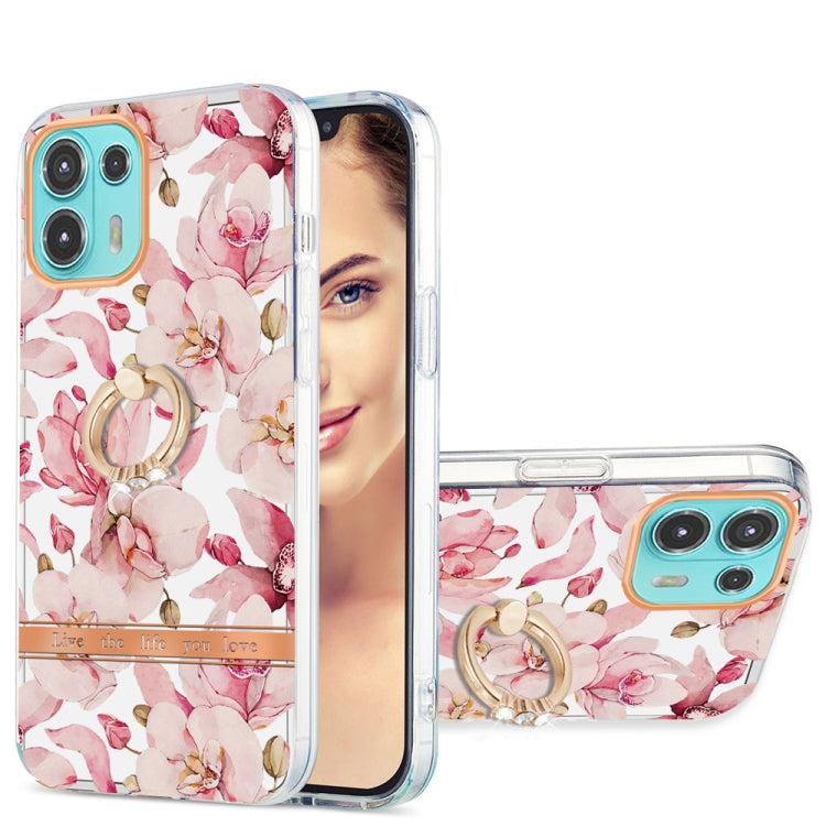 For Motorola Moto Edge 20 Lite Ring IMD Flowers TPU Phone Case