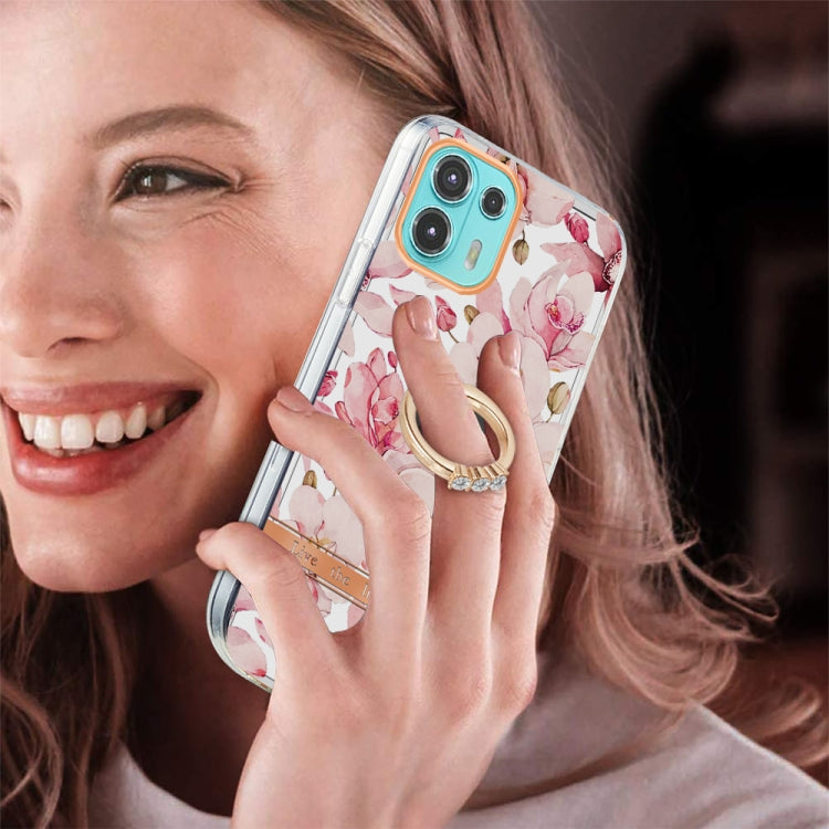 For Motorola Moto Edge 20 Lite Ring IMD Flowers TPU Phone Case
