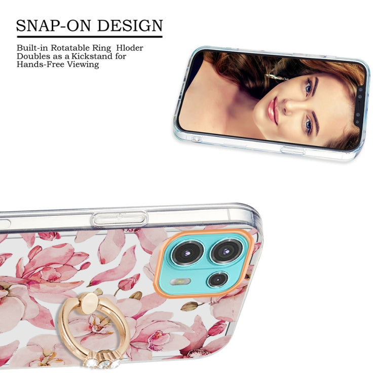 For Motorola Moto Edge 20 Lite Ring IMD Flowers TPU Phone Case