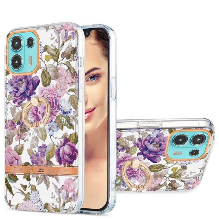 For Motorola Moto Edge 20 Lite Ring IMD Flowers TPU Phone Case