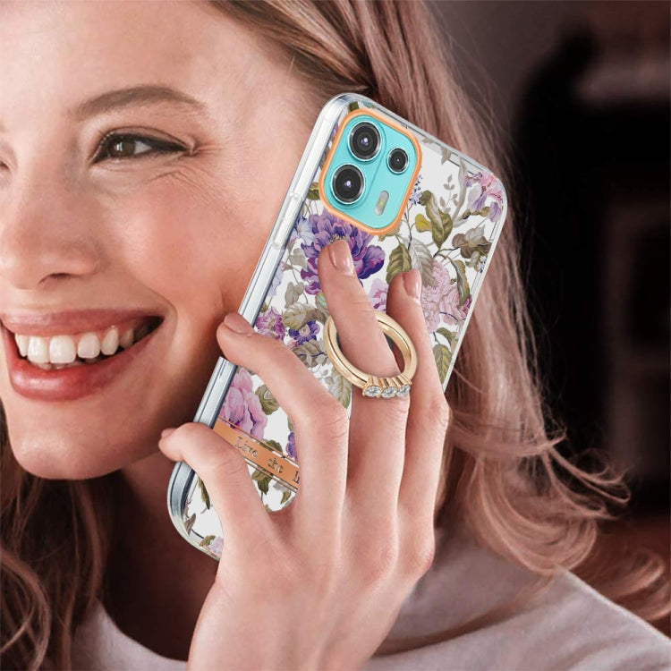 For Motorola Moto Edge 20 Lite Ring IMD Flowers TPU Phone Case