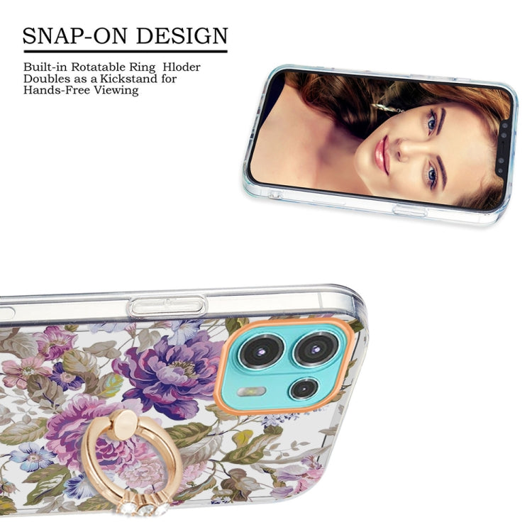 For Motorola Moto Edge 20 Lite Ring IMD Flowers TPU Phone Case