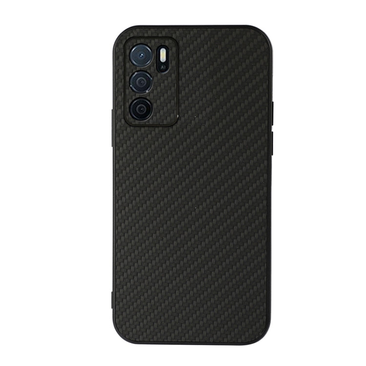 For OPPO A16 Accurate Hole Carbon Fiber Texture Shockproof Case