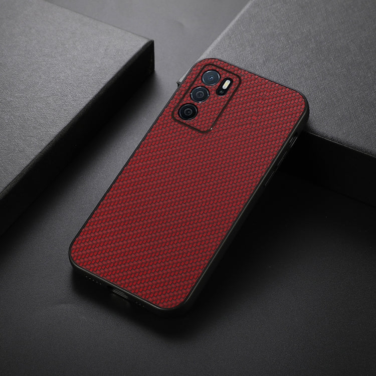 For OPPO A16 Accurate Hole Carbon Fiber Texture Shockproof Case