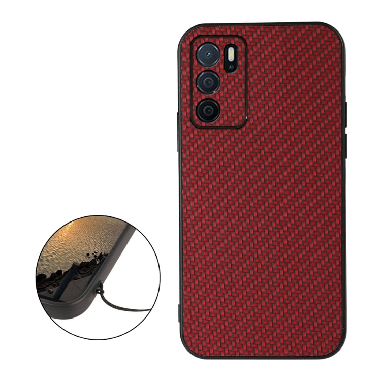For OPPO A16 Accurate Hole Carbon Fiber Texture Shockproof Case
