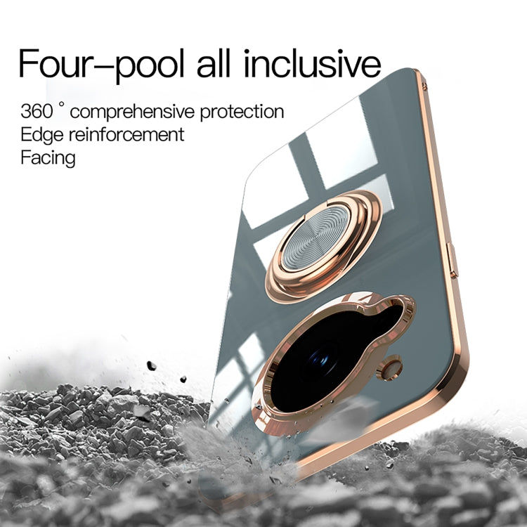 For Sharp Aquos R7 6D Electroplating Full Coverage Silicone Protective Case with Magnetic Ring Holder