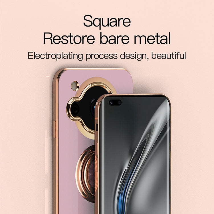For Sharp Aquos R7 6D Electroplating Full Coverage Silicone Protective Case with Magnetic Ring Holder