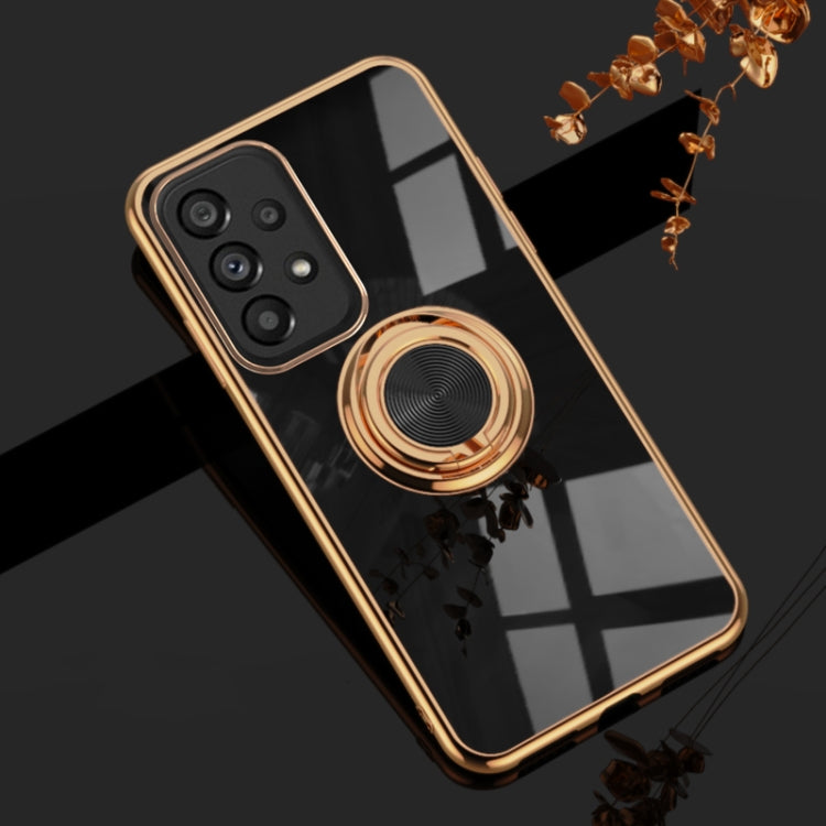 For Samsung Galaxy A53 Japanese Version 6D Electroplating Full Coverage Silicone Protective Case with Magnetic Ring Holder