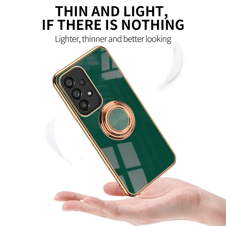 For Samsung Galaxy A53 Japanese Version 6D Electroplating Full Coverage Silicone Protective Case with Magnetic Ring Holder
